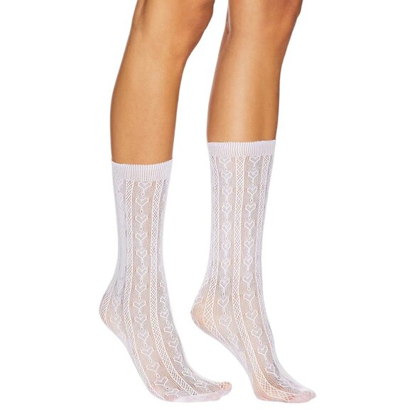 Lovers and Friends Diana Socks in White One Size New Womens Heart - Picture 1 of 9